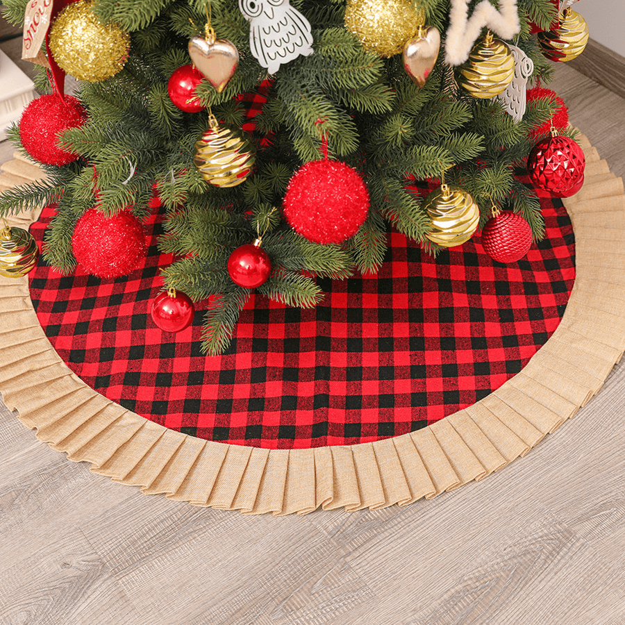 120Cm Christmas Tree Skirt Aprons New Year Xmas Tree Carpet Foot Cover Red round Carpet for Merry Christmas Decoration - MRSLM