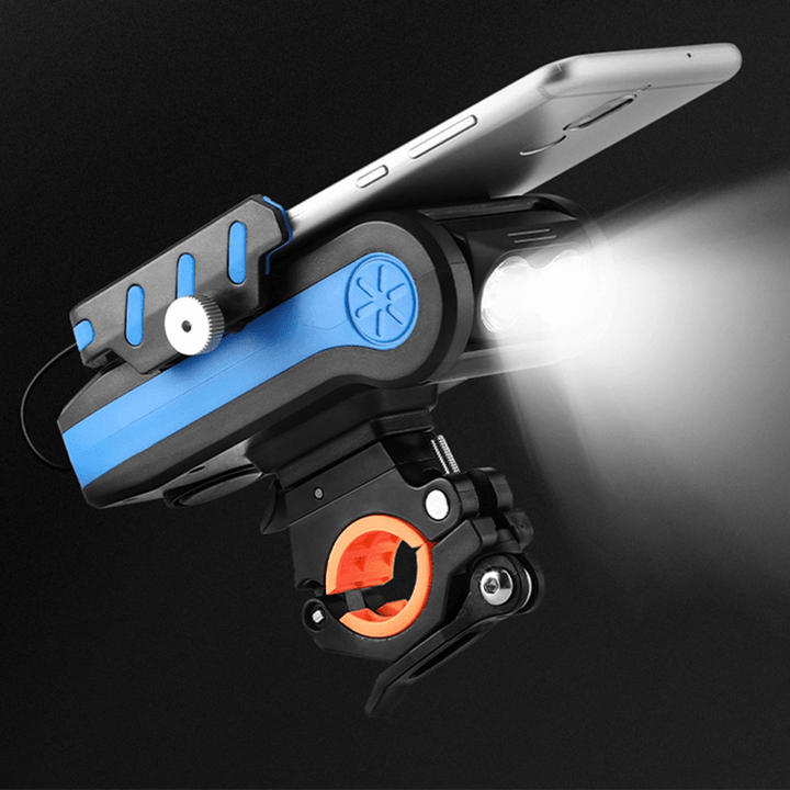 BIKIGHT 4-In-1 4000Mah 550LM Bike Light USB Rechargeable Power Bank Waterproof Phone Holder Headlight with Bike Horn - MRSLM