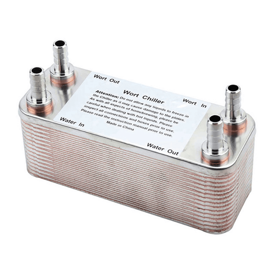 Plate Heat Exchanger Stainless Plate Wort Chiller with 1/2" Barb Wine Making Tools - MRSLM