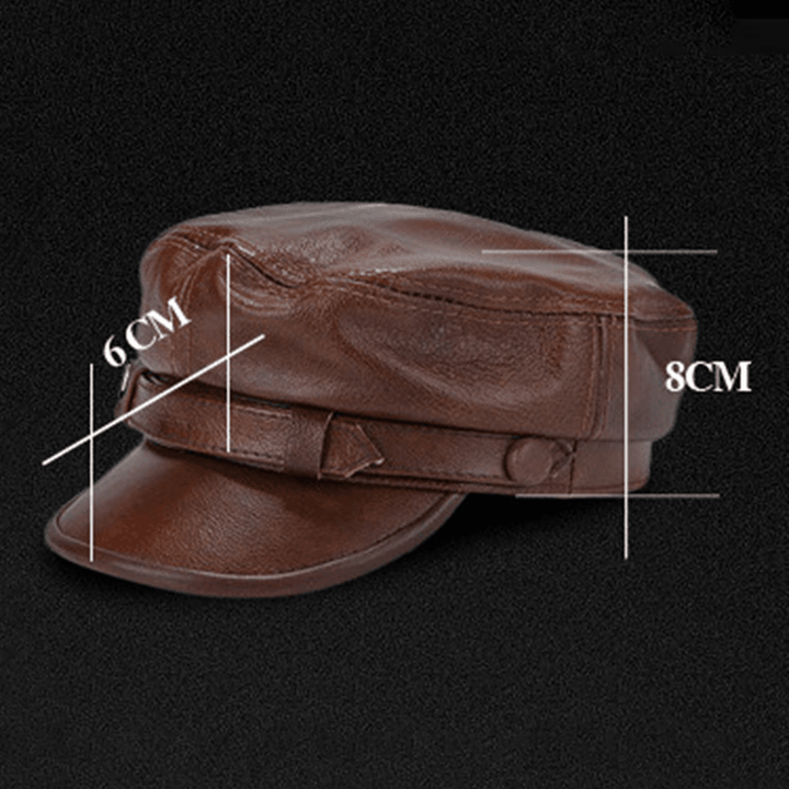 Unisex Genuine Leather Breathable Flat Hats Adjustable Cap - MRSLM