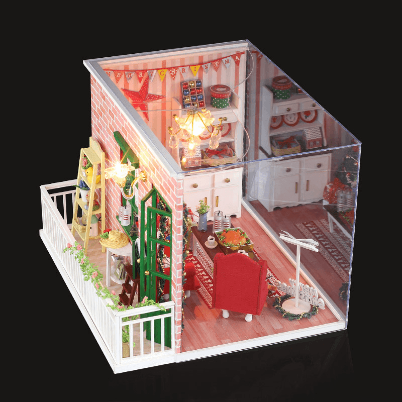Iiecreate CF-04 DIY Assembled Doll House Christmas Gift Toy with LED Light - MRSLM