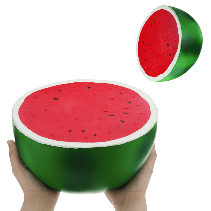Giant Watermelon Squishy 9.84In 25*24*14CM Huge Fruit Slow Rising Soft Toy with Packaging Random Free Gift - MRSLM