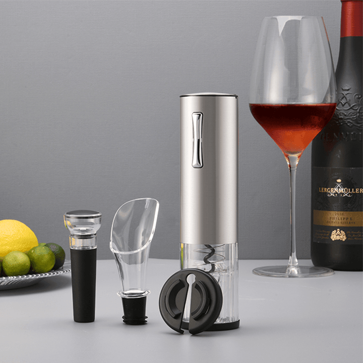Vino Opener Automatic Corkscrew Electric Bottle Openers Set with Vino Stopper Gift Box USB Charging Cable Kitchen Accessories - MRSLM