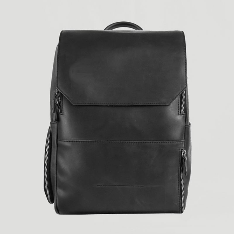 Unisex Large Capacity Multifunction Backpack Retro PU Leather Independent Shoe Position Multi-Pocket 14 Inch Laptop Bag - MRSLM