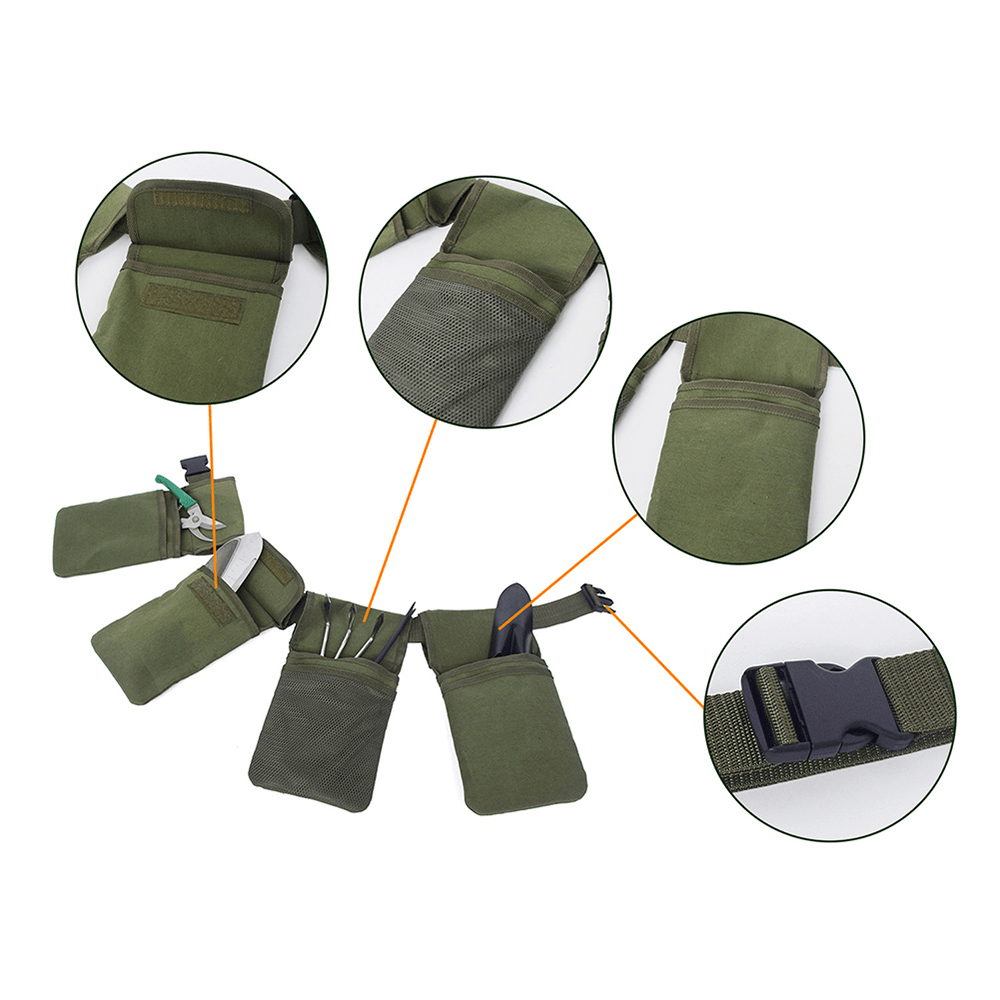 Garden Tool Belt 4 Separate Pockets Waterproof Cavans Adjustable Non-Slip Belt for Portable Working Tools - MRSLM