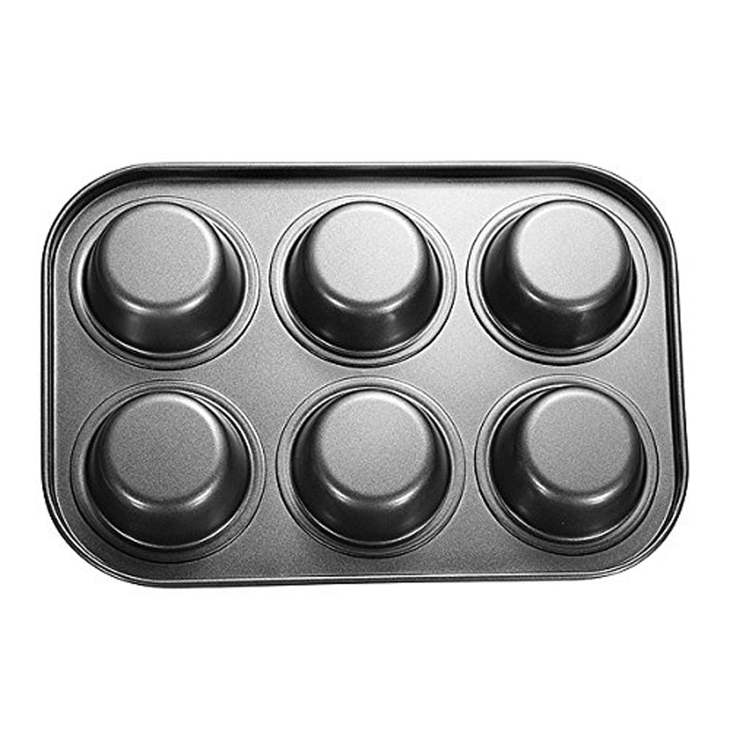 KC-OP01 6 Holes Stainles Steel Non-Stick Muffin Cake Baking Oven Pan Cookie Tray Cup Cake Mold - MRSLM