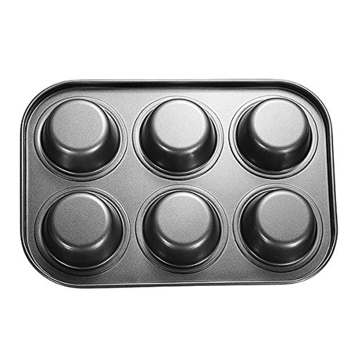 KC-OP01 6 Holes Stainles Steel Non-Stick Muffin Cake Baking Oven Pan Cookie Tray Cup Cake Mold - MRSLM