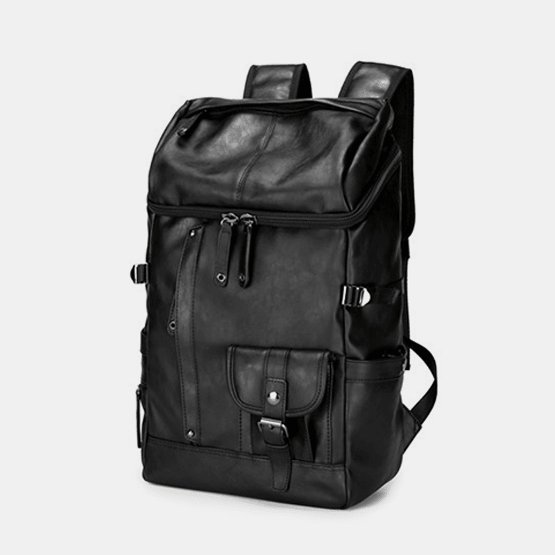 Men Large Capacity Faux Leather Backpack for Outdoor Travel School Bag - MRSLM