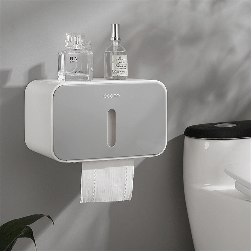 Toilet Paper Holder Shelf Waterproof Bathroom Roll Napkin Box Wall Mounted Tissue Case - MRSLM