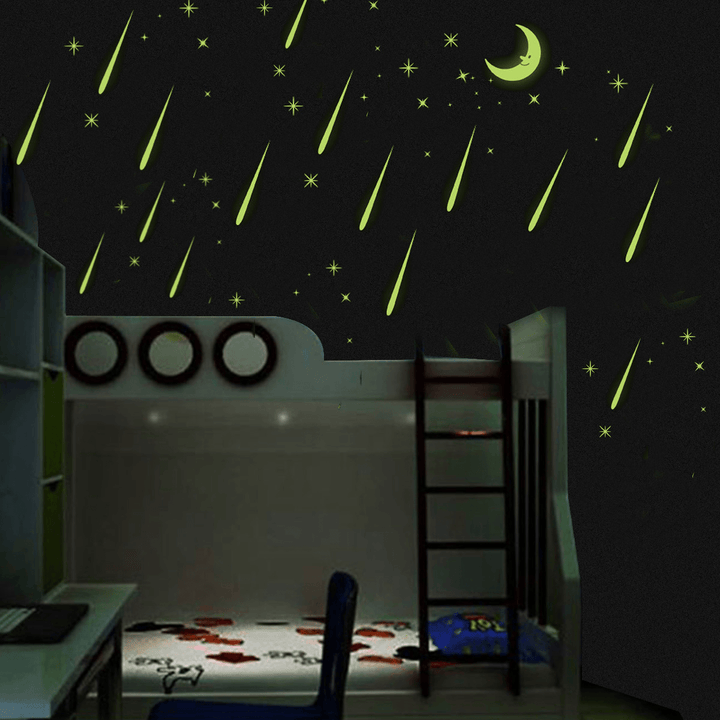 3D Kids Bedroom Fluorescent Glow in the Dark Stars Moon Wall Stickers Plastic - MRSLM