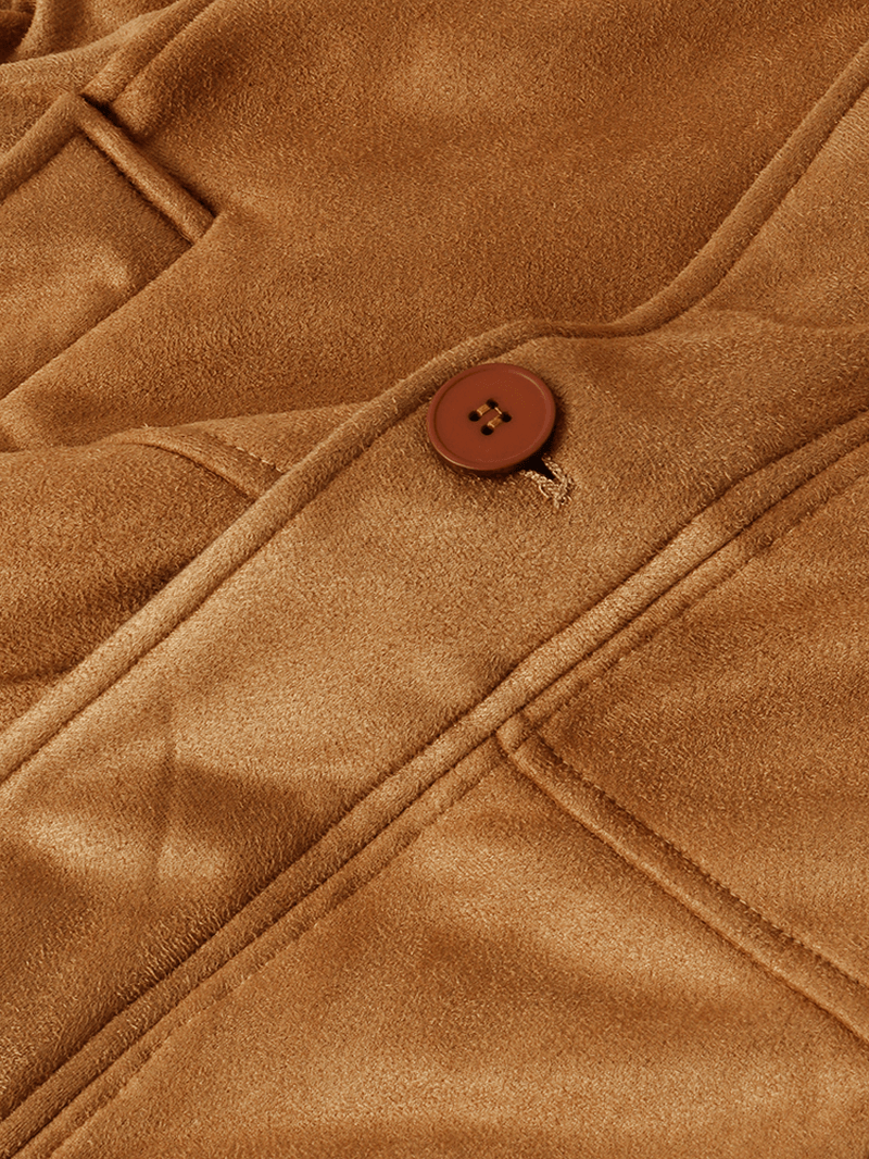 Mens Vintage Solid Color Warm Mid-Length Woolen Coats with Pocket - MRSLM