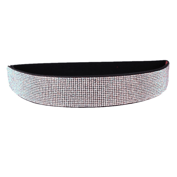 Rhinestones and Diamonds Elastic Wide Belt Flashing Diamonds Ladies Versatile Crystal Stretch - MRSLM