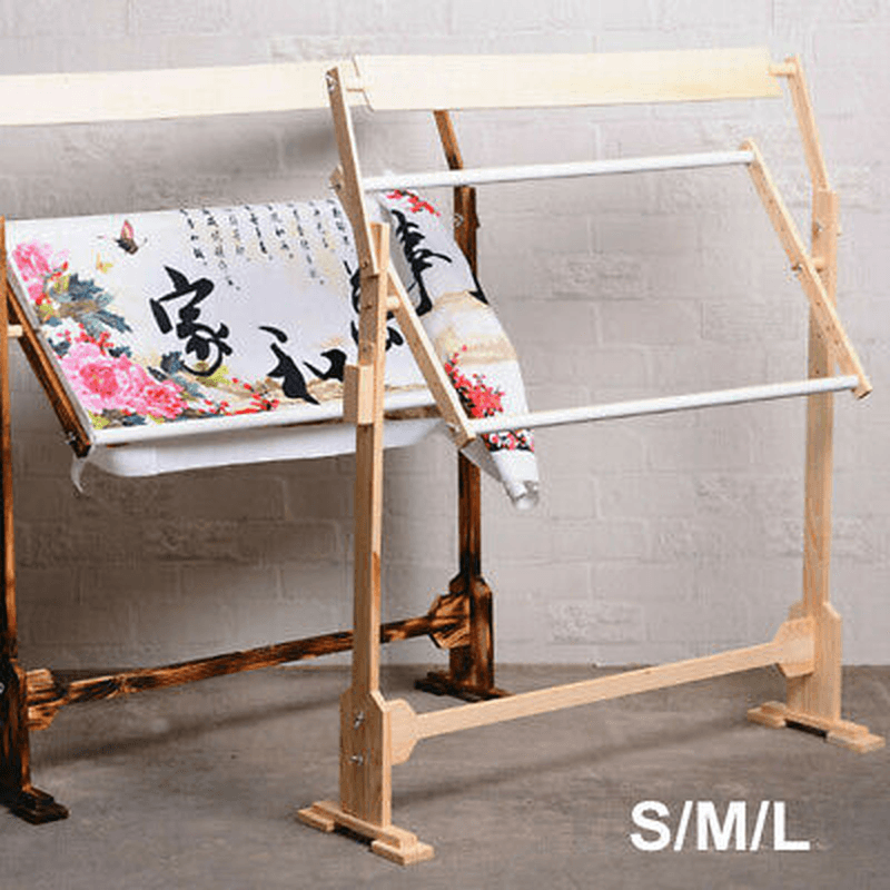 S/M/Lcross Stitch Frame Hoop Embroidery Shelf Rack Adjustable Wooden Stand Desktop U - MRSLM