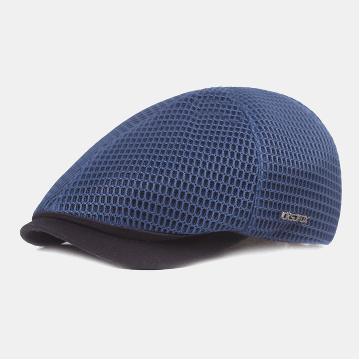Men Full Mesh Breathable Casual Travel Sunshade Forward Hat Flat Cap Beret Cap - MRSLM