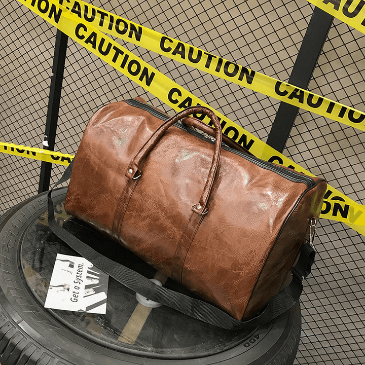 Women & Men Leather Retro Large Capacity Handbag Business Luggage Bag Shoulder Bag Crossbody Bag - MRSLM