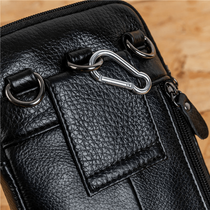 Genuine Leather Waist Bag Multi-Pocket Belt Bag Phone Bag Shoulder Bag for Men - MRSLM