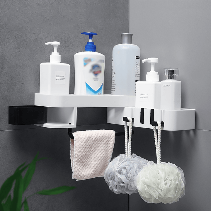 Shower Storage Punch-Free Corner Rack Shelf Towel Bathroom Kitchen Wall Mounted - MRSLM
