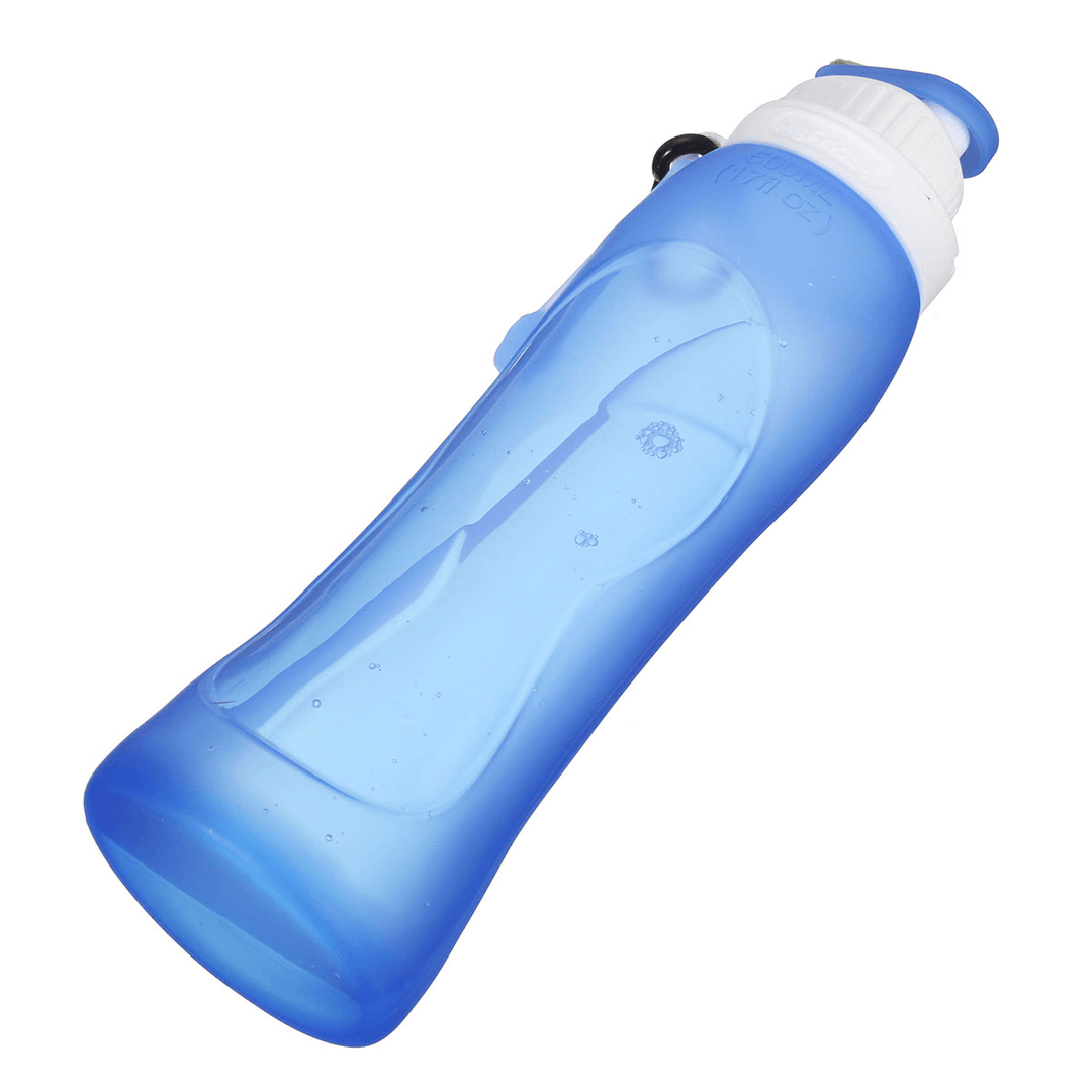 500ML Foldable Water Bottle Silicone BPA Free Kettle Drinking Bottle Outdoor Travel Running Hiking Cycling - MRSLM