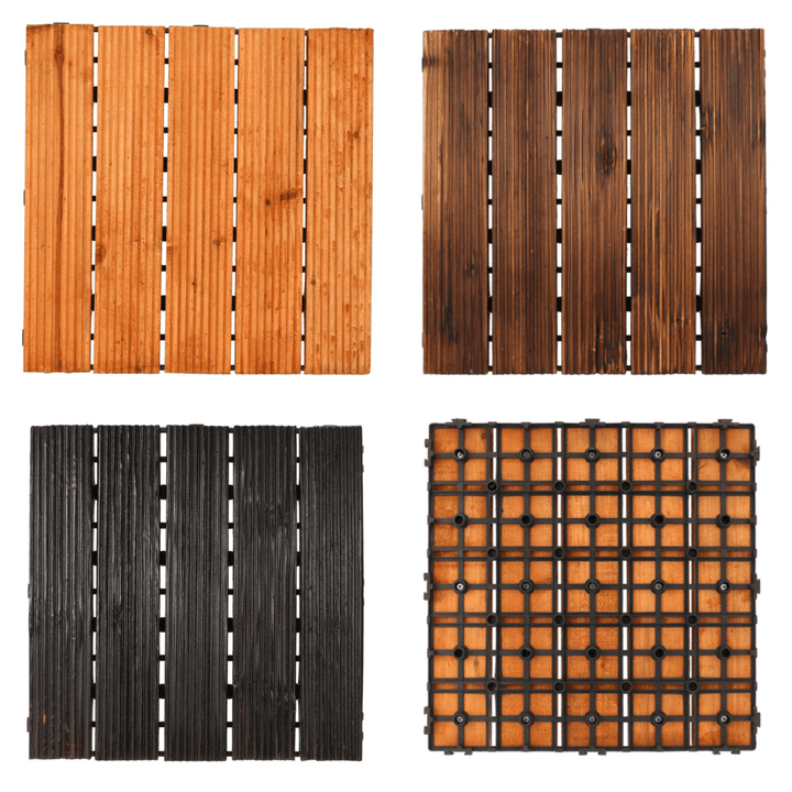 30X30Cm DIY Wood Patio Interlocking Flooring Decking Tile Indoor Outdoor Garden Floor Decorations - MRSLM