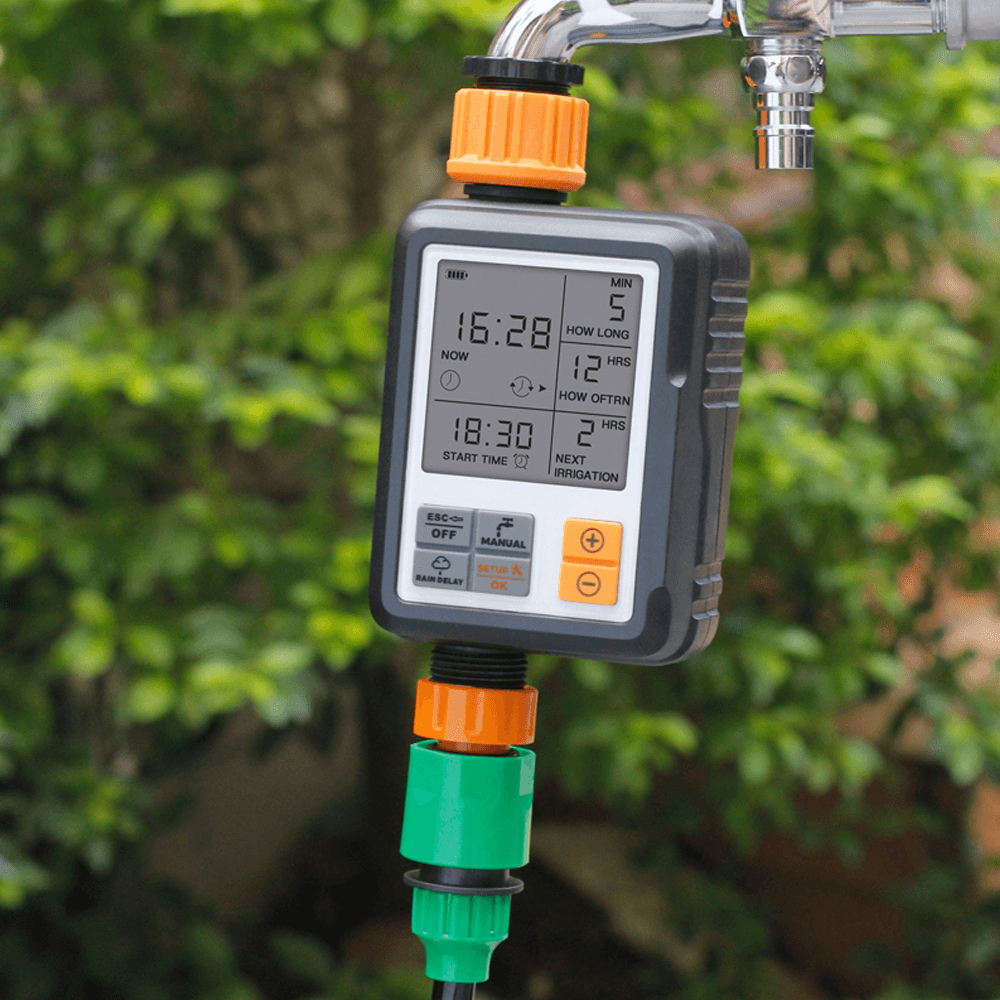 3/4'' IP65 Waterproof Automatic Water Irrigation Timer Hose Timer Sprinkler Controller Timer Faucet Digital Watering Timer W/ LCD Screen for Garden Lawn - MRSLM
