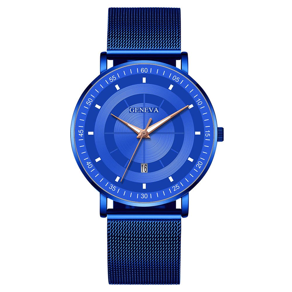 Fashion Casual Alloy Luminous Pointers Business Multi-Function Mesh Strap Quartz Watch - MRSLM