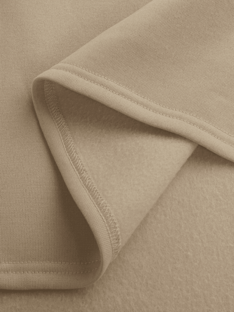 Women Solid Color Thick Sweatshirt Loose Side Pockets Side Fork Calf Length Midi Dresses - MRSLM