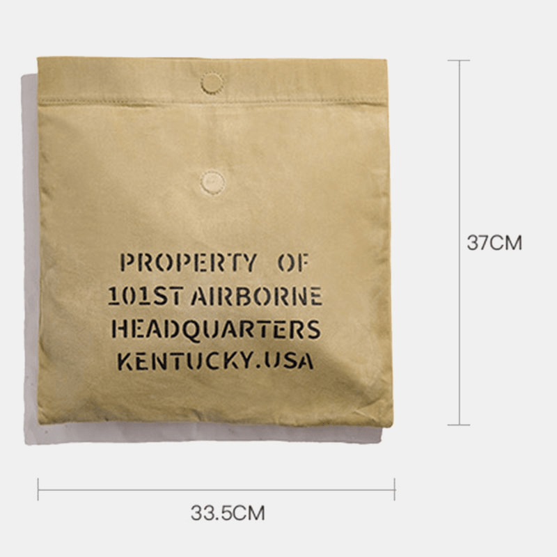 Men Vintage Oil Wax Canvas Letter Pattern Large Capacity Splashproof Document Bag Clutch Bag - MRSLM