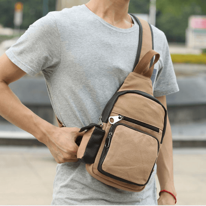 Men Canvas Travel Waist Bag Outdoor Sport Crossbody Bag - MRSLM
