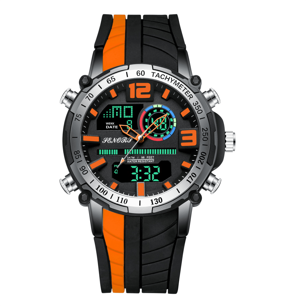 SENORS SN150 Dual Display Digital Watch Outdoor Sport Alarmclock Calendar Chronograph Noctilucent Waterproof Watch - MRSLM