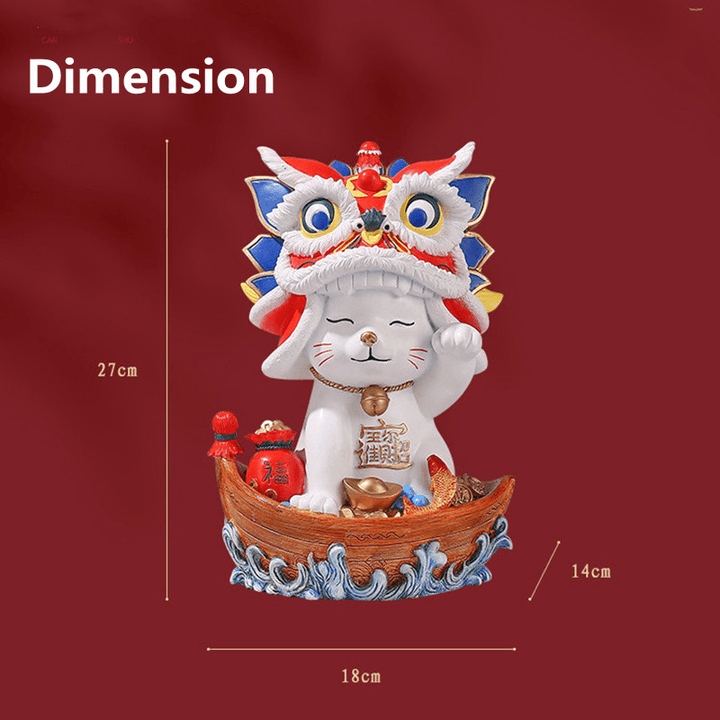 Yazun YZ3696 New Chinese Style Ornament Resin Crafts Desktop Simple Crafts Lucky Cat Gift Box Packaging - MRSLM