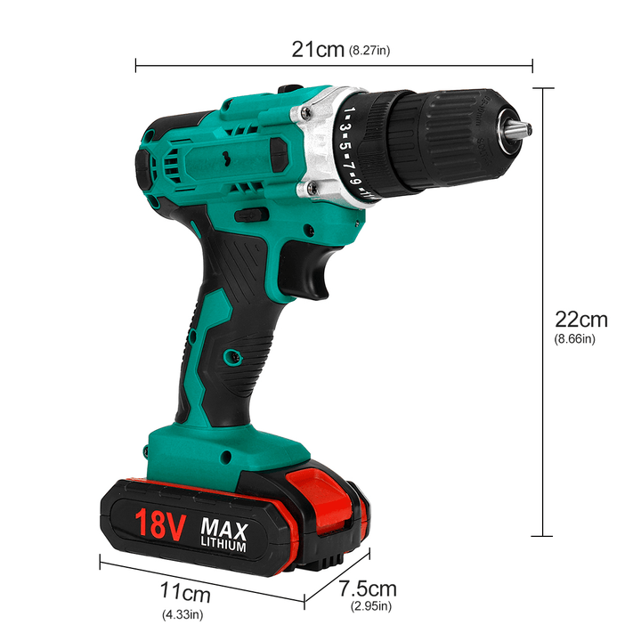 Multifunctional 3In1 Cordless Electric Screw Driver Drill Wrench 3/8-Inch Chuck Rechargeable Impact Drill W/ 1/2Pcs Battery - MRSLM