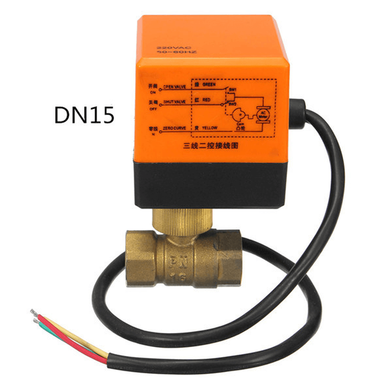 DN15/DN20 220V 4W Electrical Motorized Ball Valve 2 Way 3 Wire Brass Valves - MRSLM