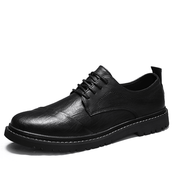 Men Microfiber Leather Breathable Soft Sole Retro Brief Comfy Casual Business Shoes - MRSLM