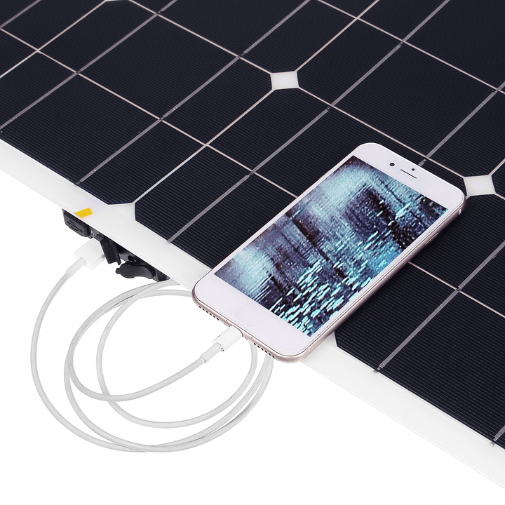 150W 18V Mono Solar Panel Dual USB 12V/5V DC Monocrystalline Solar Charger for Car RV Boat Battery Charger Waterproof - MRSLM