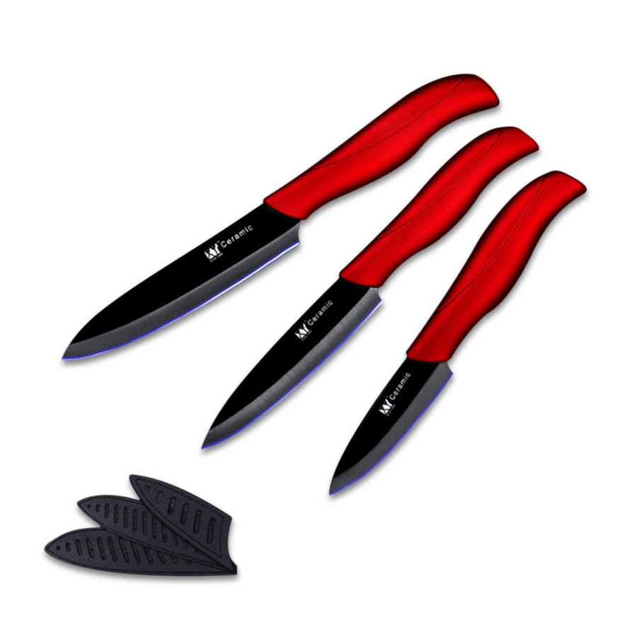 XYJ 3PCS Ceramic Knife Set 3" 4" 5" Kitchen Knife Set Vegetable Cutter Slicing Knife Utility Knife Paring Knife - MRSLM