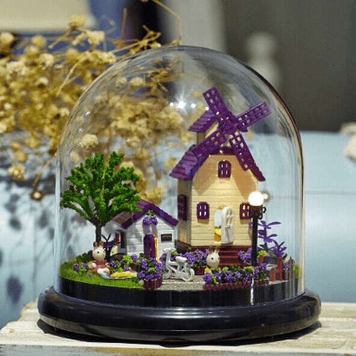 1:32 Cuteroom Dollhouse Miniature Provence House DIY Kit with Cover and LED - MRSLM