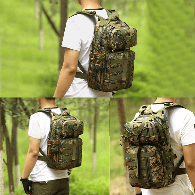 Men Canvas Camouflage Tactical Outdoor Climbing Travelling Riding Camping Backpack - MRSLM