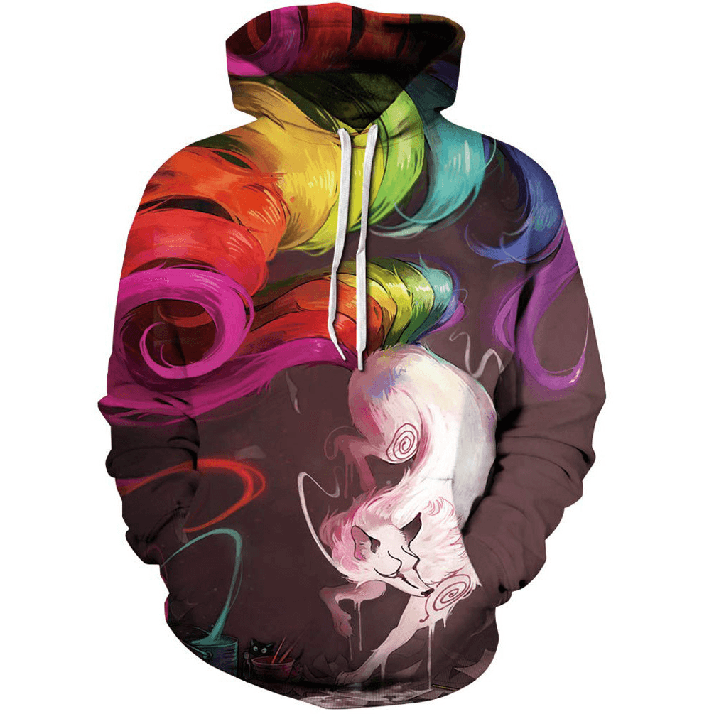 Colorful Nine-Tailed Fox 3D Digital Print Sweatshirt - MRSLM