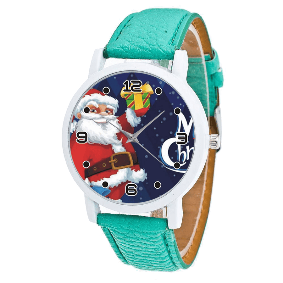 Cartoon Santa Claus with Starry Sky Pattern PU Leather Strap Kid Watch Fashion Children Quartz Watch - MRSLM
