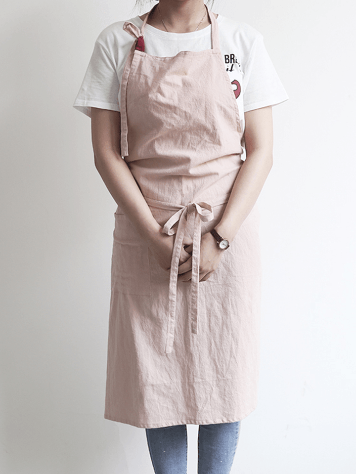 Japanese Solid Color Linen Cotton Vintage Pinafore Dress - MRSLM
