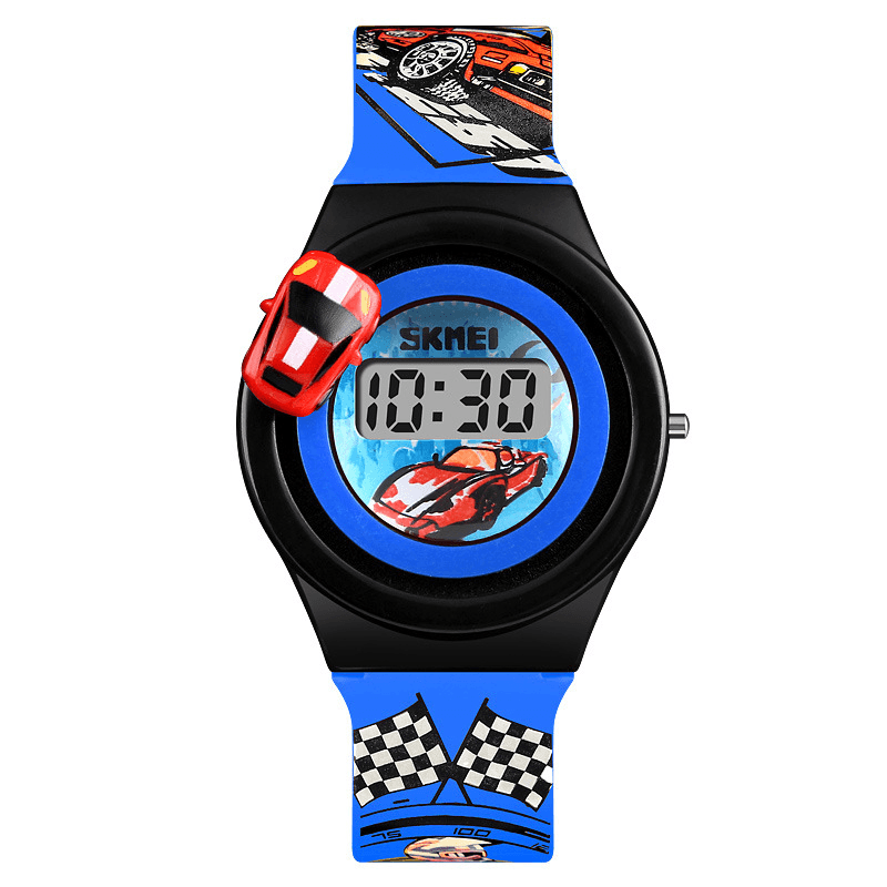 SKMEI 1376 Creative Cartoon Children Watch with Rotating Car Decoration Sports Kids Digital Watches - MRSLM
