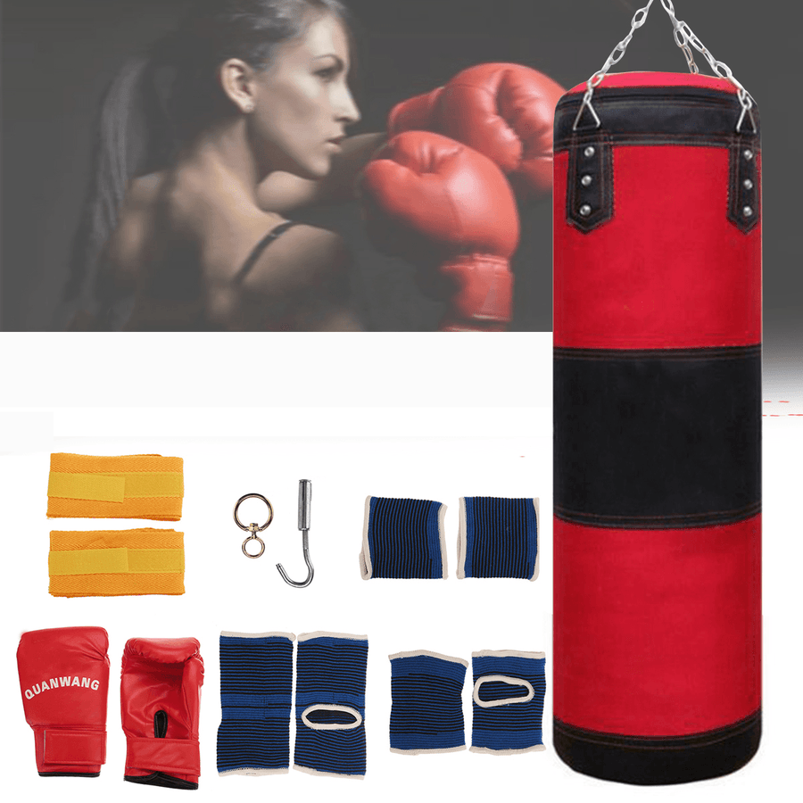 Heavy Boxing Punching Bag Training Kicking Martial Arts Exercise Sport with Foot Hand Ankle Pads Gloves - MRSLM