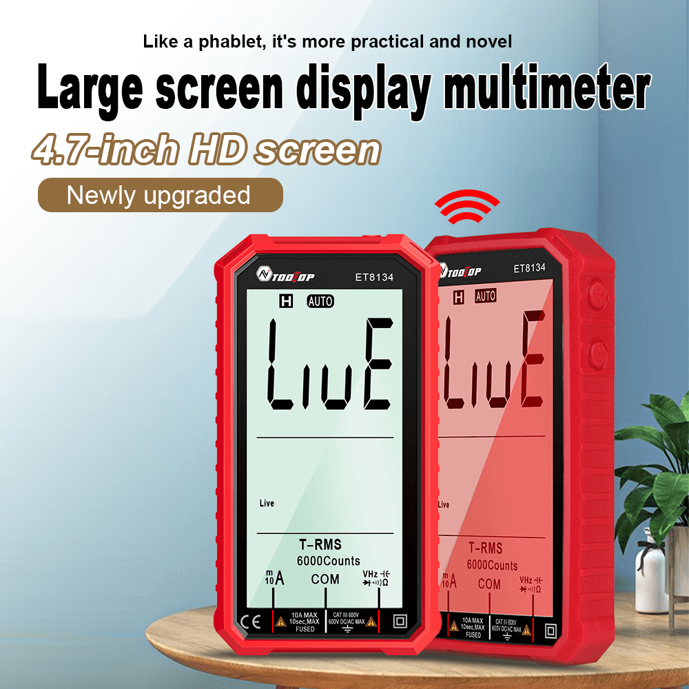 ET8134 4.7-Inch Large LCD Screen Smart True RMS Digital Multimeter Automatic + Manual Measure Resistance Diode Capacitance Temperature Frequency Test - MRSLM