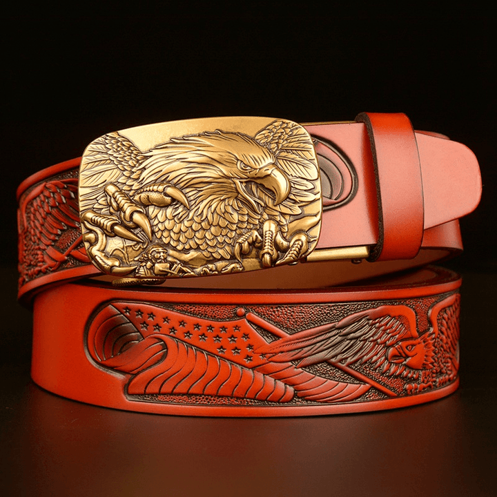 Fashion Temperament Eagle Head Automatic Buckle Men'S Belt - MRSLM