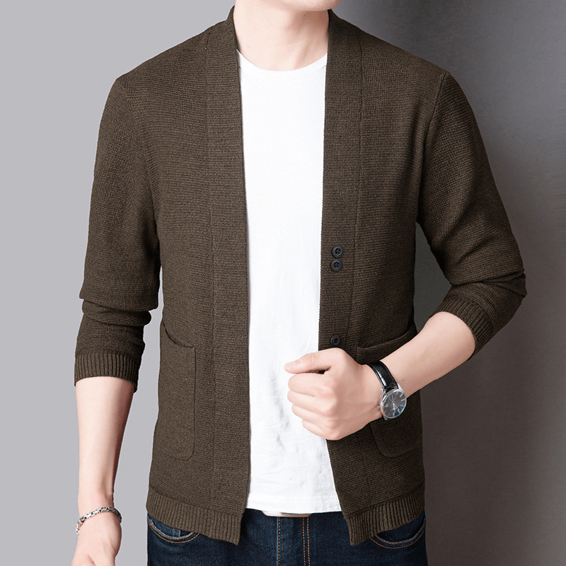 Pure Color Sweater Jacket Men'S Autumn Thin Section - MRSLM