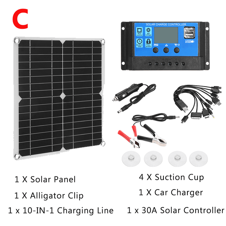 40W Portable Solar Panel Kit Battery Charger Controller Waterproof for Camping Traveling - MRSLM