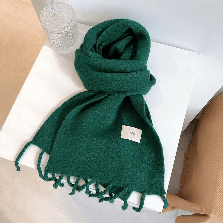 Pure Color Tassel Season Wool Knitted Couple Scarf - MRSLM