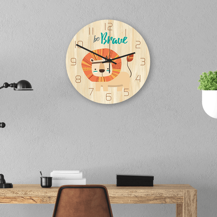 CC032 Creative Lion Pattern Wall Clock Mute Wall Clock Quartz Wall Clock for Home Office Decorations - MRSLM