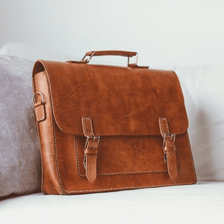 Men Vintage Multifunction 14 Inch Laptop Bag Large Capacity Waterproof Backpack Crossbody Bag Shoulder Bag - MRSLM