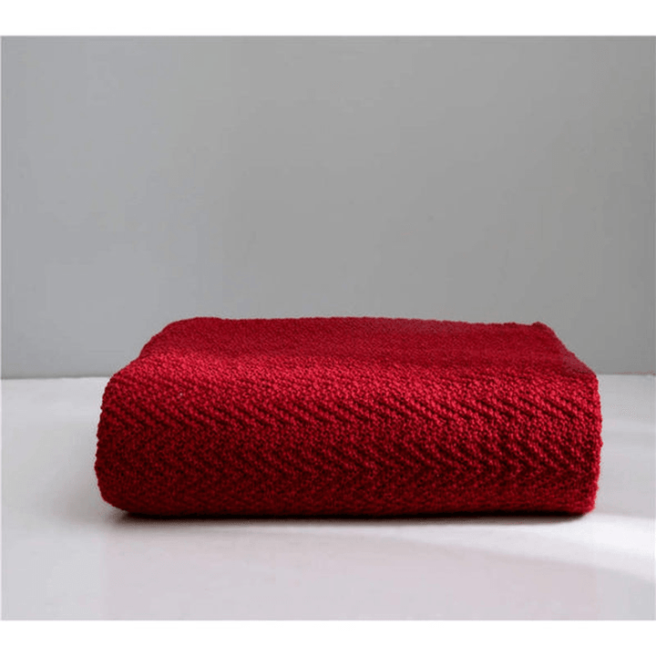 Warm Cozy Knitted Throw Blankets Red 130Cm X160Cm - MRSLM